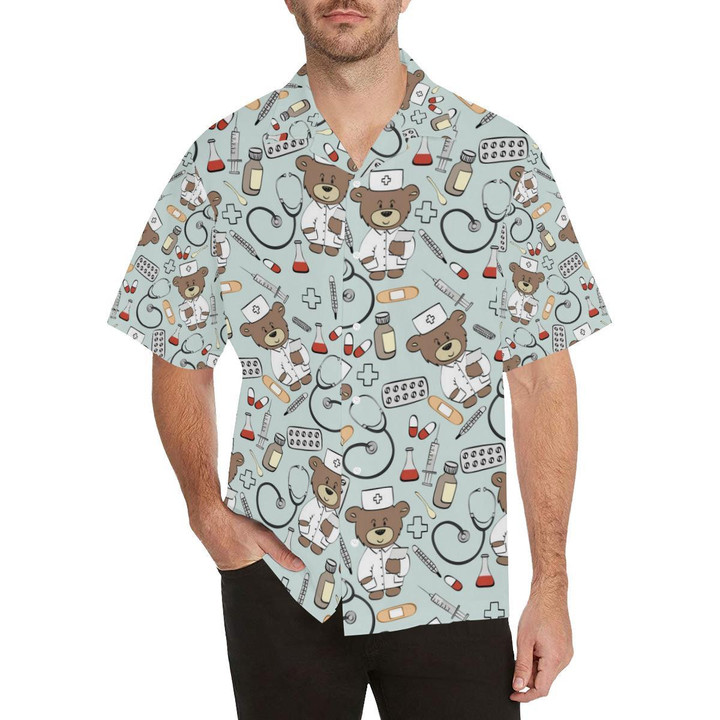 Nurse Bear Pattern Print Design A Beach Summer 3D Hawaiian Shirt