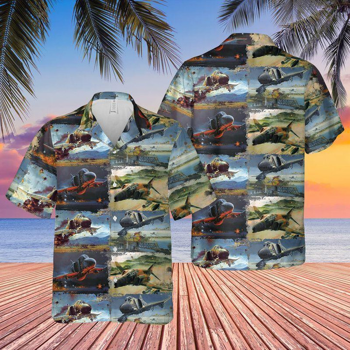 United States Army Air Force Veteran McDonnell Douglas F-4 Phantom II Beach Summer 3D Hawaiian Shirt