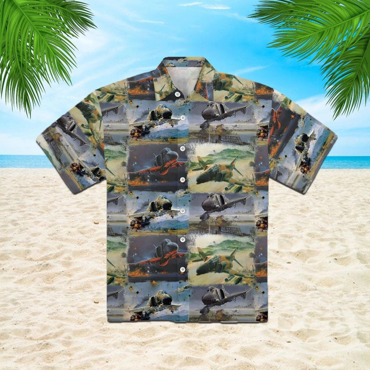 Air Force McDonnell Douglas F-4 Phantom II Veteran Beach Summer 3D Hawaiian Shirt