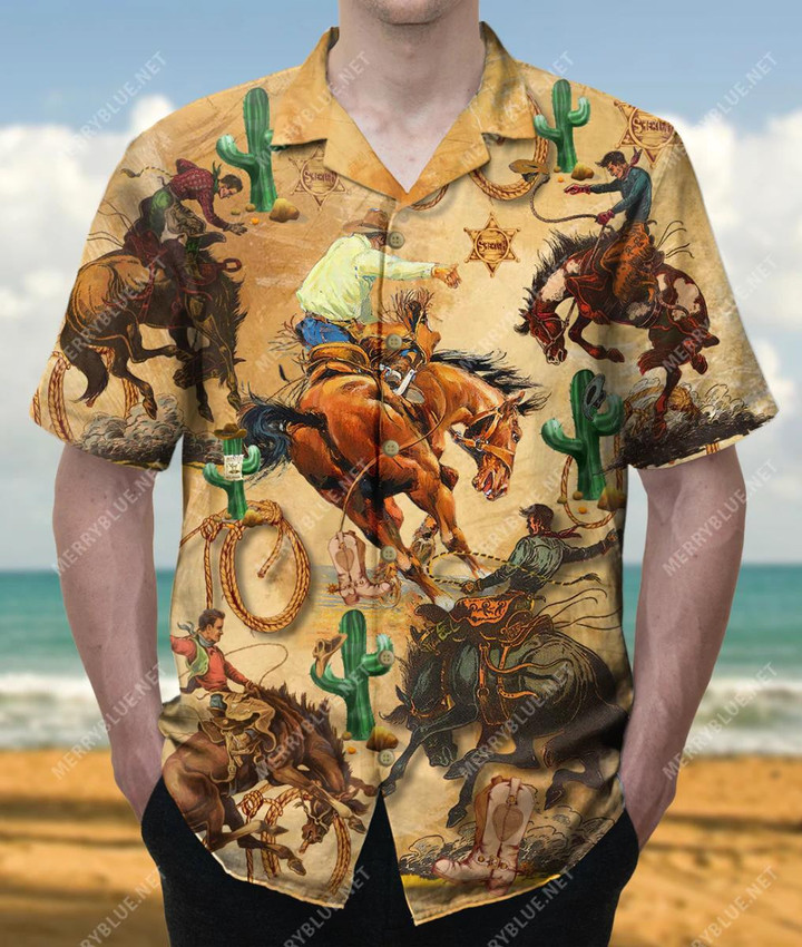 Cowboys We Ride, Never Worry About The Fall Unisex Beach Summer 3D Hawaiian Shirt