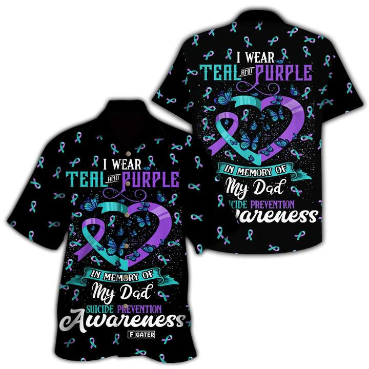 Wear Teal And Purple For My Dad Beach Summer 3D Hawaiian Shirt