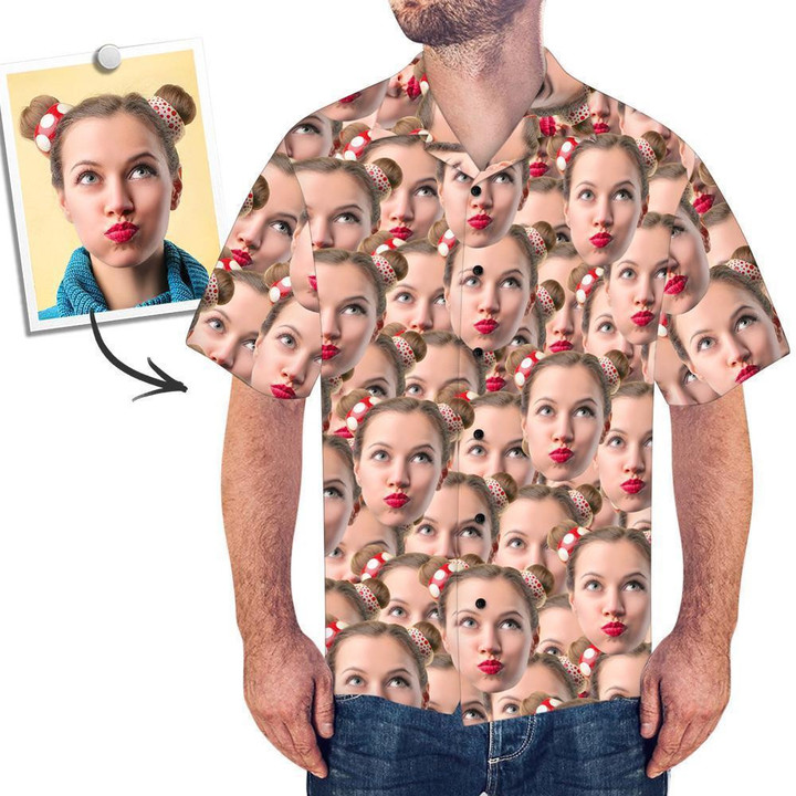 Custom Image With Face Full Face Funny 3D Hawaiian Shirt