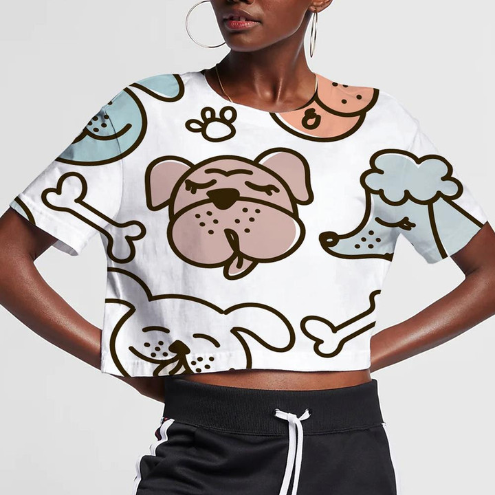 Dogs Funny Bulldog Beagle And Poodle 3D Women's Crop Top