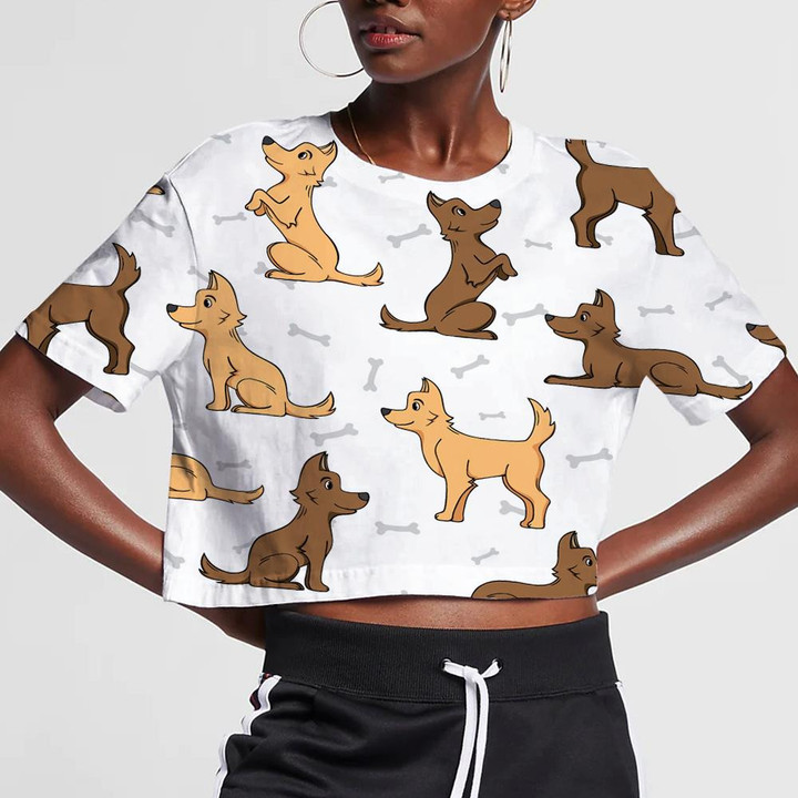 Dog Bones On White Isolated Background 3D Women's Crop Top