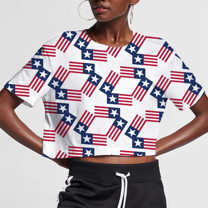 Cool Design Pattern Of The United States Flags Pattern 3D Women's Crop Top
