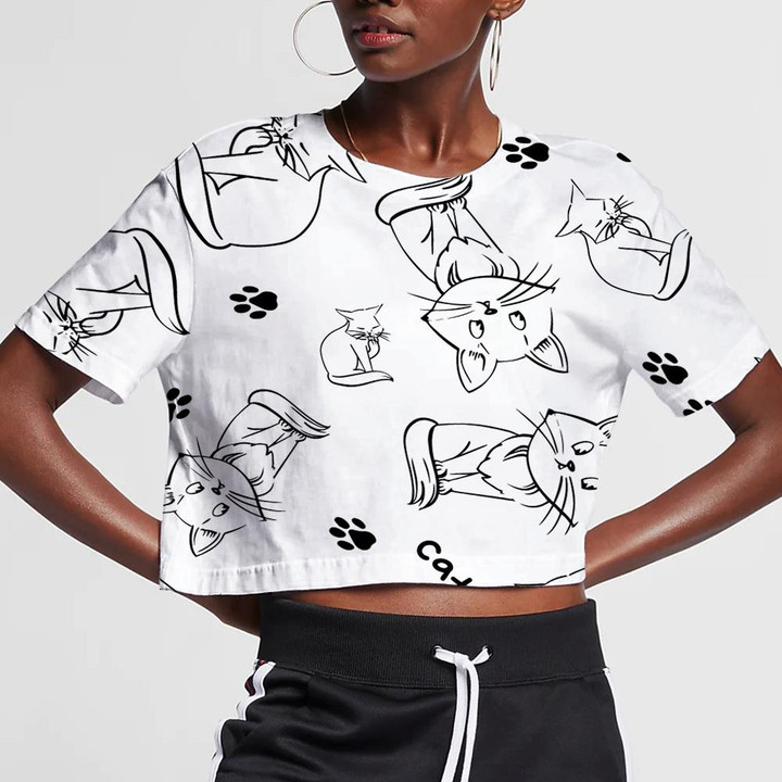 Cool Cats On A White Background 3D Women's Crop Top