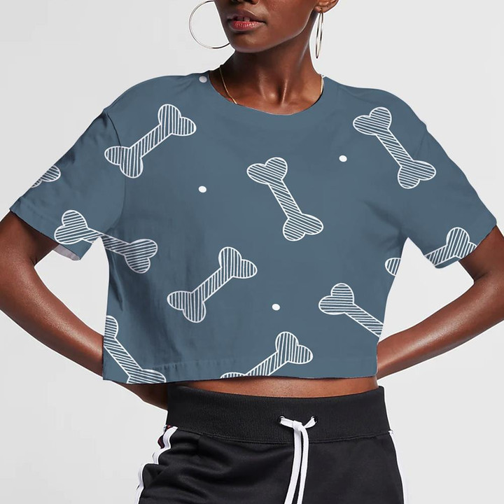 Colorful Dog Bone On Grey Background 3D Women's Crop Top