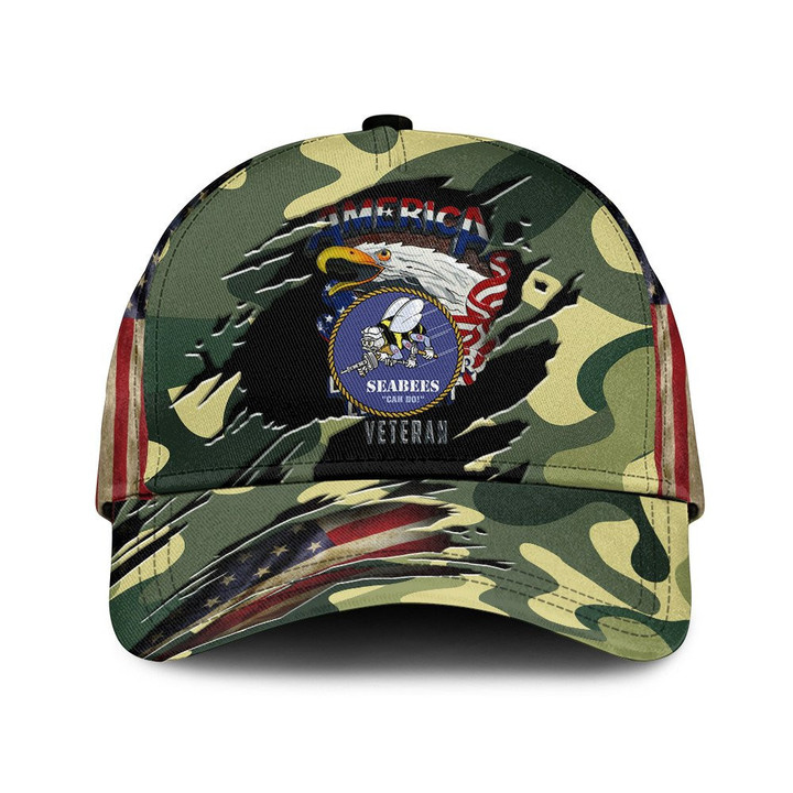 
Patriotic USA Flag Bald Eagle And Camo Pattern Art Printed Baseball Cap Hat
