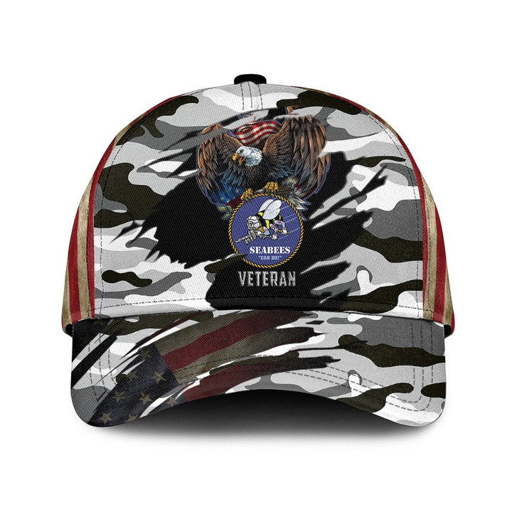 United States Army Bald Eagle And Black Grey Camo Pattern Printed Baseball Cap Hat