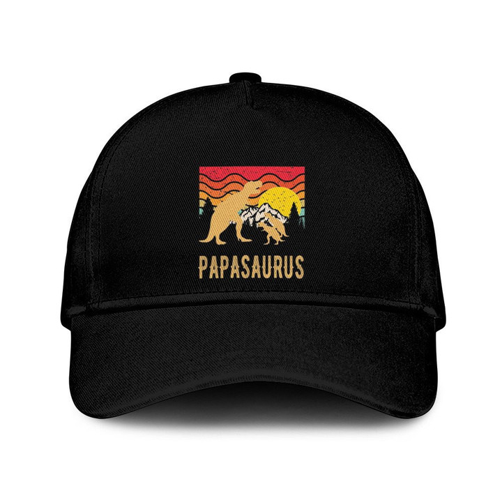 Papasaurus And Children In One Piece Black Baseball Cap Hat