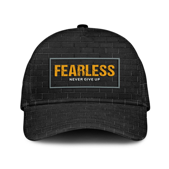 Fearless Never Give Up Brick Pattern Black Baseball Cap Hat