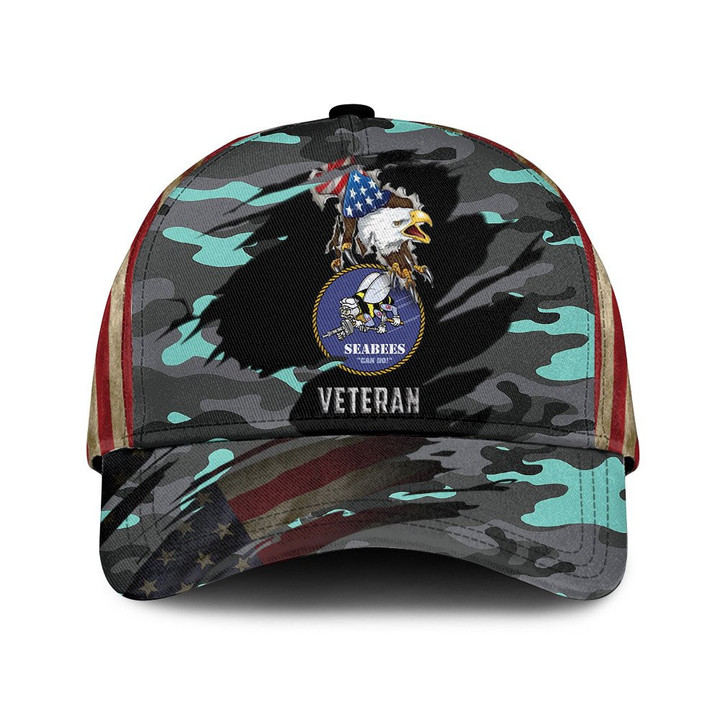 Eagle That Breaking America Flag And Baby Green Camo Pattern Printed Baseball Cap Hat