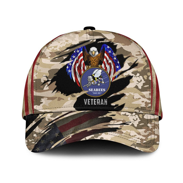 Bald Eagle American Flag And Camo Pattern Printed Baseball Cap Hat