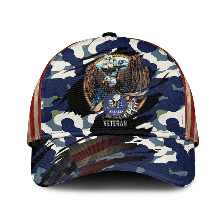 Eagle Digital Art And Military Camo Pattern Printed Baseball Cap Hat