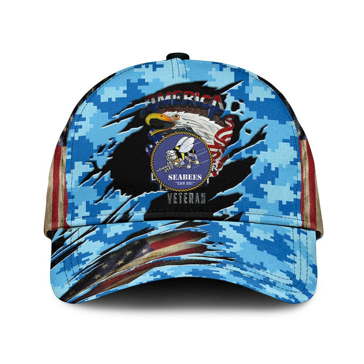 
Patriotic USA Flag Bald Eagle And Blue Digital Camo Pattern Printed Baseball Cap Hat