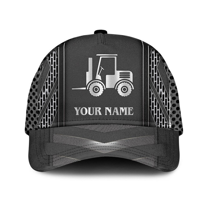 Personalized Custom Front Loader Truck Silver Black And White Pattern Baseball Cap Hat