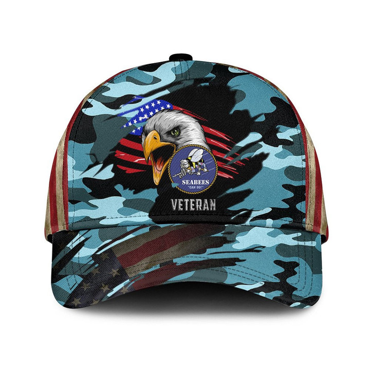American Eagle USA Flag Cool And Baby Blue Camo Pattern Printed Baseball Cap Hat