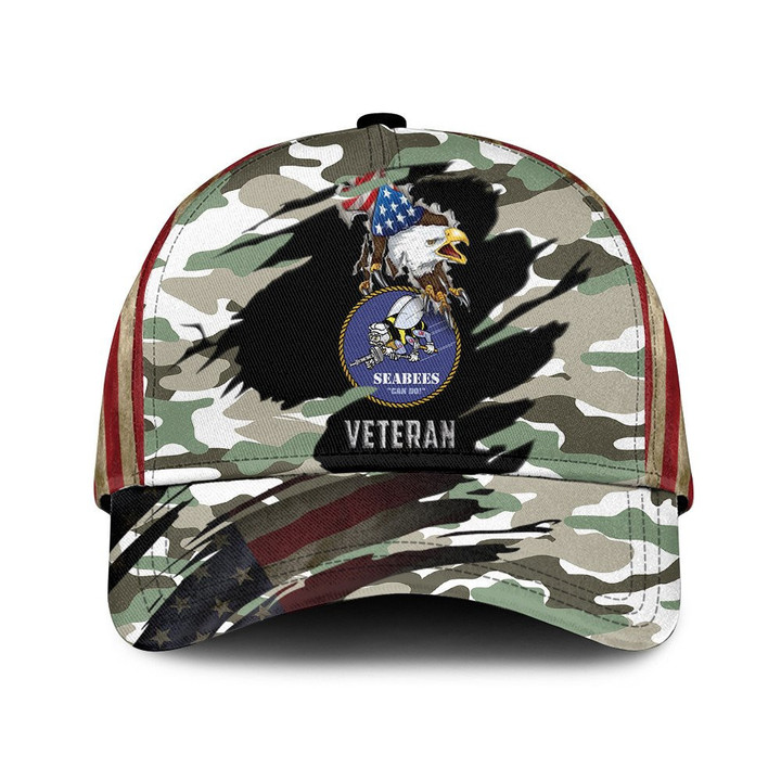 Eagle That Breaking America Flag And Military Camo Pattern Printed Baseball Cap Hat
