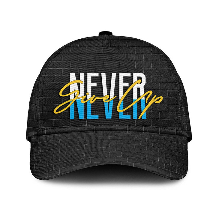 Never Give Up Amazing Brick Pattern Black Baseball Cap Hat