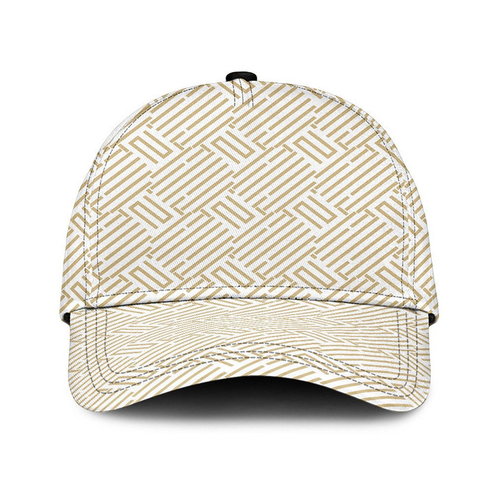 Yellow Monogram Pattern White All Over Print Baseball Cap Hat