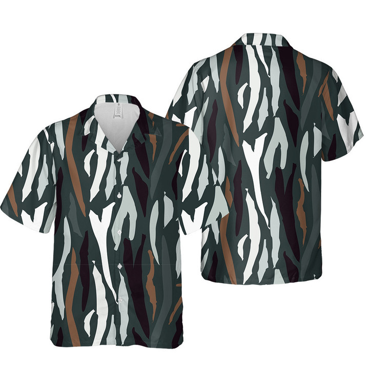 Straight Zebra Skin Lines Charcoal Theme All Over Print 3D Hawaiian Shirt