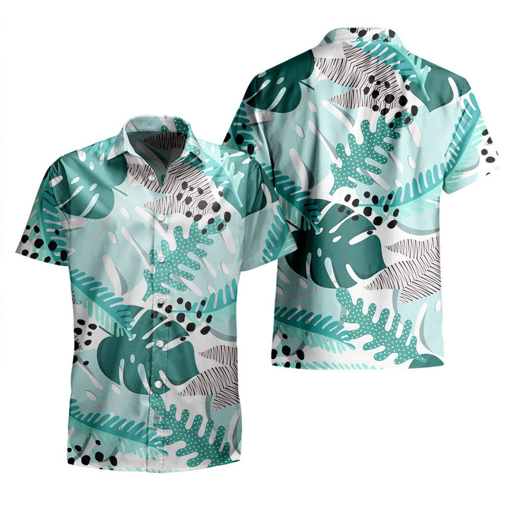 Green Monstera Leaf And Zebra Pattern All Over Print 3D Hawaiian Shirt