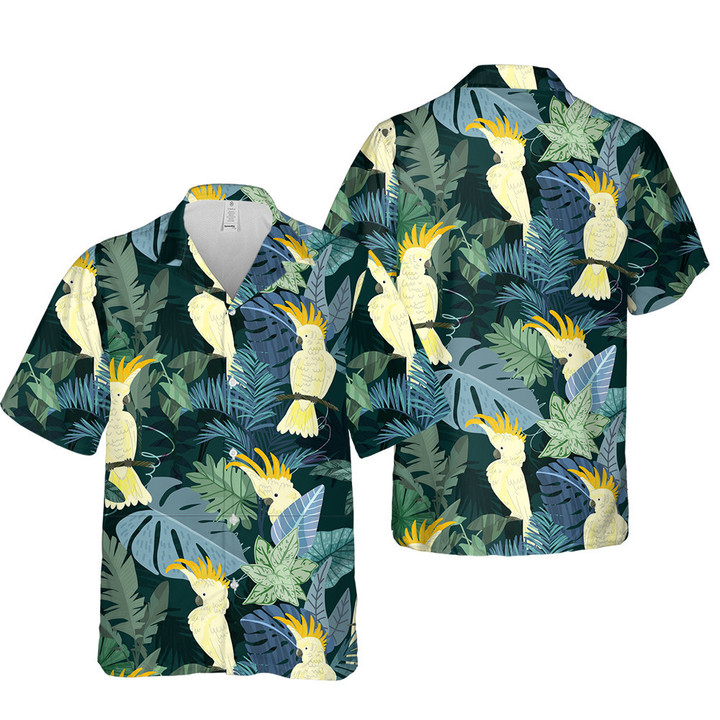 Yellow Parrot Over Green Classic Palm Leave 3D Hawaiian Shirt