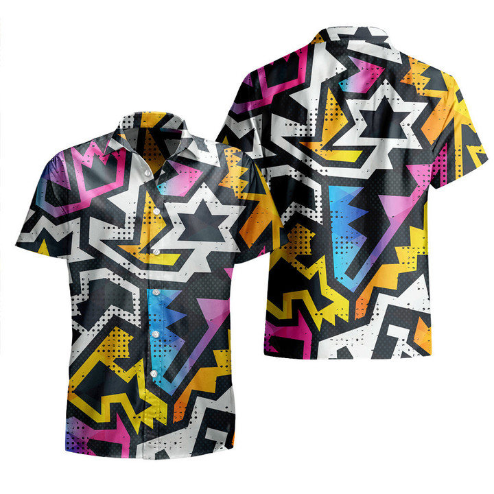 Chromatic Hot Blocks Triangle Shape Geometric Pattern All Over Print All Over Print 3D Hawaiian Shirt