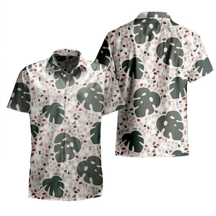 Green Monstera Leaf Colorful Dot Pattern All Over Print 3D Hawaiian Shirt