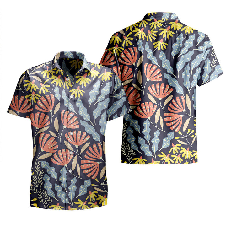 Red Bush Lily And Yellow Amaryllis Flower Hand Drawing Style All Over Print 3D Hawaiian Shirt