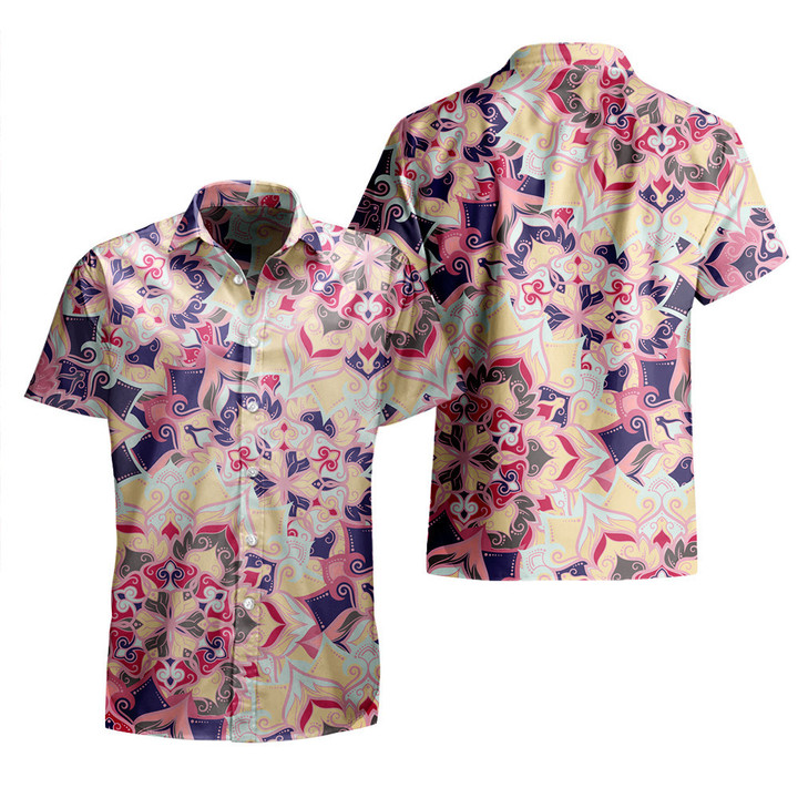 Purple And Yellow Flower Paisley Pattern Purple Tone All Over Print 3D Hawaiian Shirt