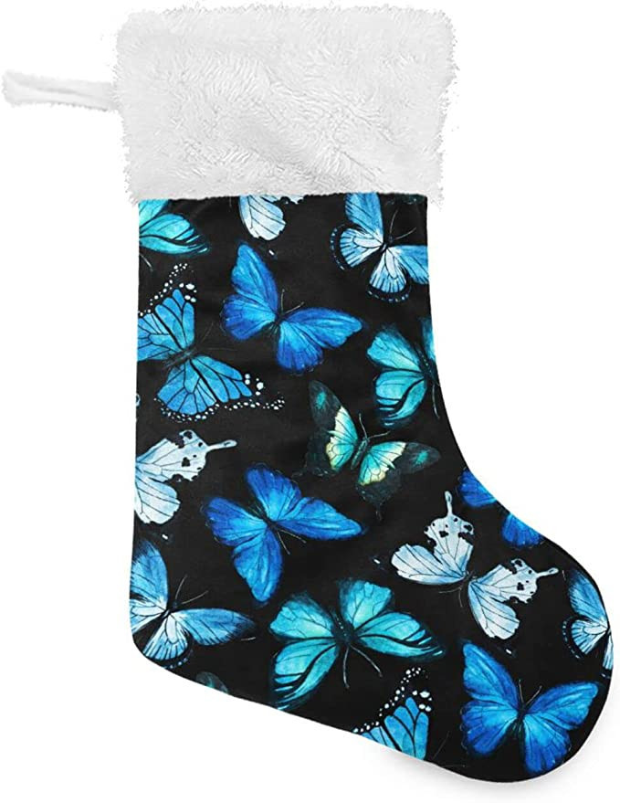 Christmas Blue Butterfly Stocking