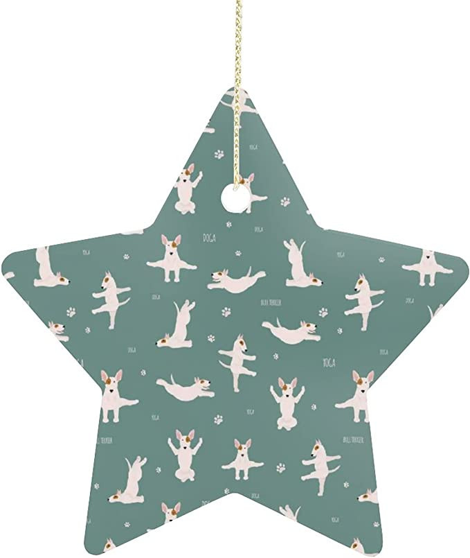 Yoga Dogs Poses And Exercises Bull Terrier Ceramic Star Ornament Christmas Tree Ornaments Decorations