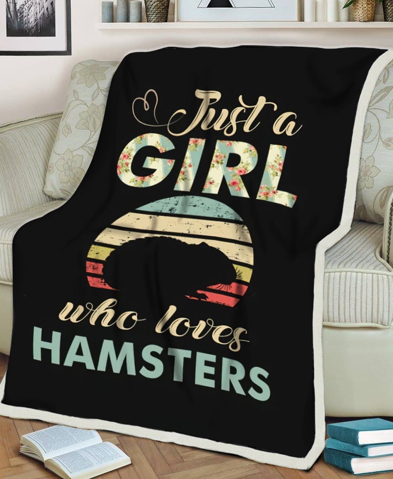 Just A Girl Who Loves Hamsters Black Theme Sherpa Fleece Blanket