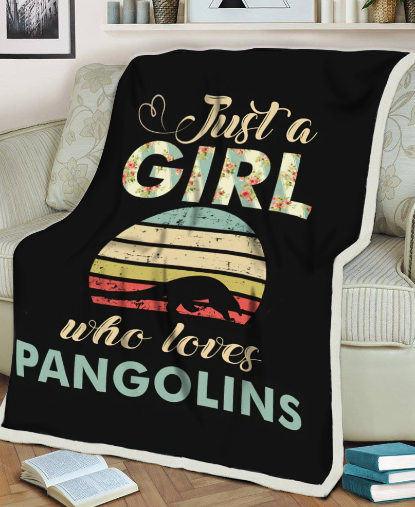Just A Girl Who Loves Pangolins Black Theme Sherpa Fleece Blanket
