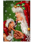 Cute Beagle With Santa Claus Christmas Gift Vertical Poster