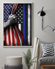 Thin Blue Line Flag Inside American Flag Matte Canvas