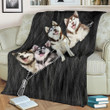 Smiling Husky Gifts For Dog Owner Sherpa Fleece Blanket