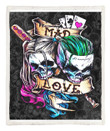 Mad Love Skull Haley Quinn And Joker S Sherpa Fleece Blanket