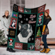 Let It Snow Boston Terrier Dog Snowflake Christmas Xmas Sherpa Fleece Blanket