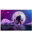 Magical Design Bigfoot And Night Fishing Great Gift For Bigfoot Hunters Horizontal Poster