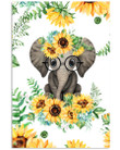Elephant Sun Flowers Cute Gifts Vertical Poster