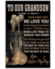 Tou Our Grandson- Never Forget That We Love You Gift From Gigi And Pap Pap Vertical Poster