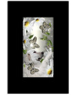Cute Great Pyrenees Playing With Butterfly And Daisy Flowers Vertical Poster