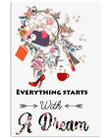 Penguin Everything Starts With A Dream Unique Custom Design Vertical Poster