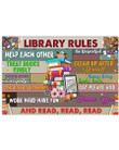 Librarian Library Rules And Read Trending For Book Lovers Horizontal Poster