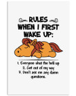 Rules When I First Wake Up Funny Design Gift For Horse Lovers Vertical Poster