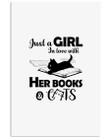 Just A Girl In Love With Her Books Coffee Cats Gift For Friend Vertical Poster