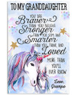 Unicorn Lovely Message From Grampa Gifts For Granddaughters Vertical Poster