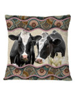 With Flowers Gift For Cow Lovers Pillow Cover